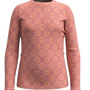 Smartwool Women's Pink and Yellow Patterned Long Sleeve Top